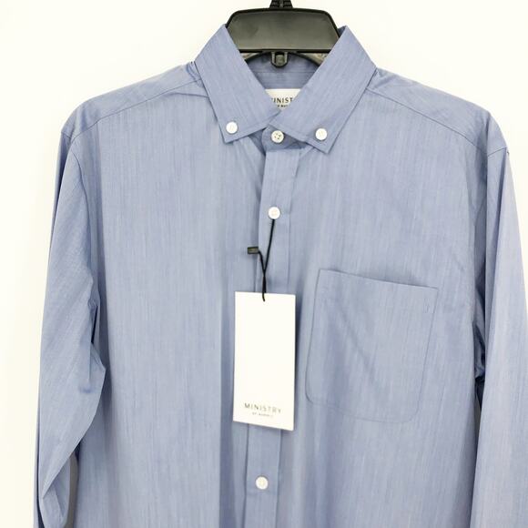 MINISTRY OF SUPPLY Men's Gemini Woven Dress Shirt Small Solid Blue NWT - Picture 3 of 9